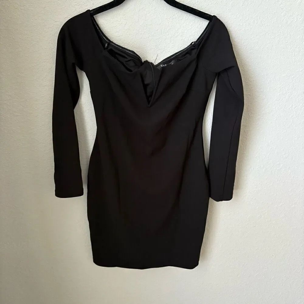 Lulus Over the Swoon Black Off-the-Shoulder Bodycon Dress Size Small